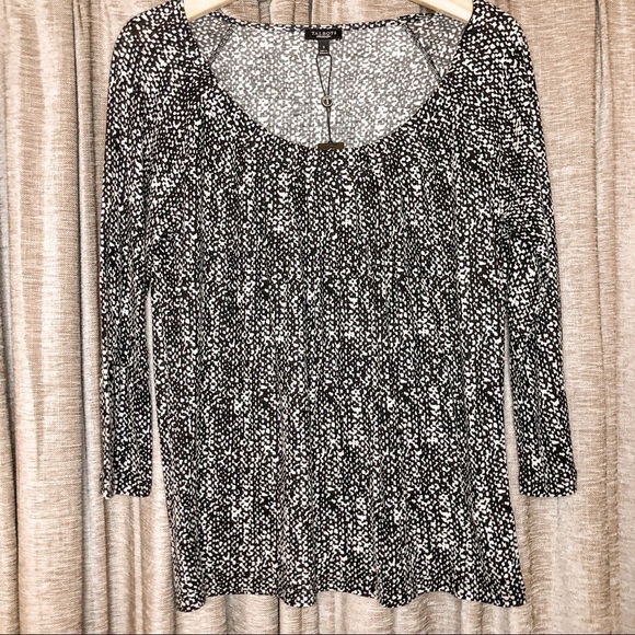 NWT Talbots Black & White Three Quarter Sleeve Top - Picture 1 of 9